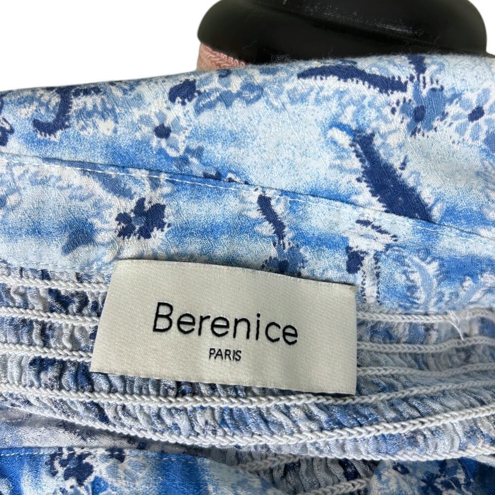 Berenice Paris Carlie Blue Floral Top Long Sleeve Ruffle Blouse size FR 34 US XS - Picture 9 of 11